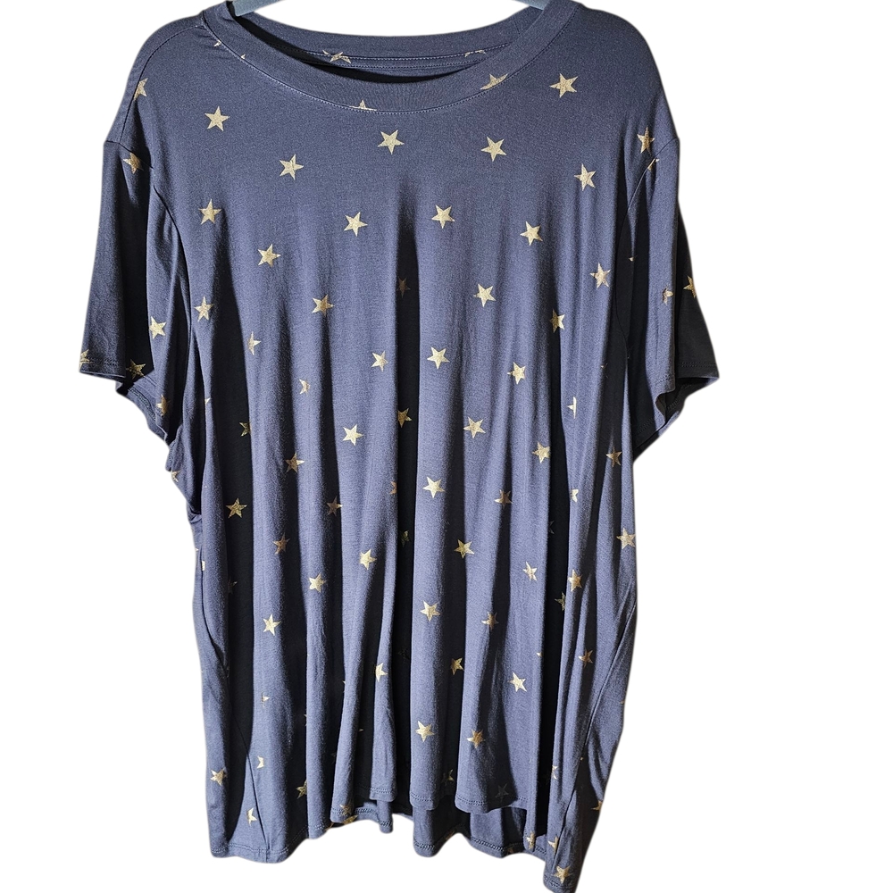 Charcoal Grey Star Print Women's Short Sleeve Tee